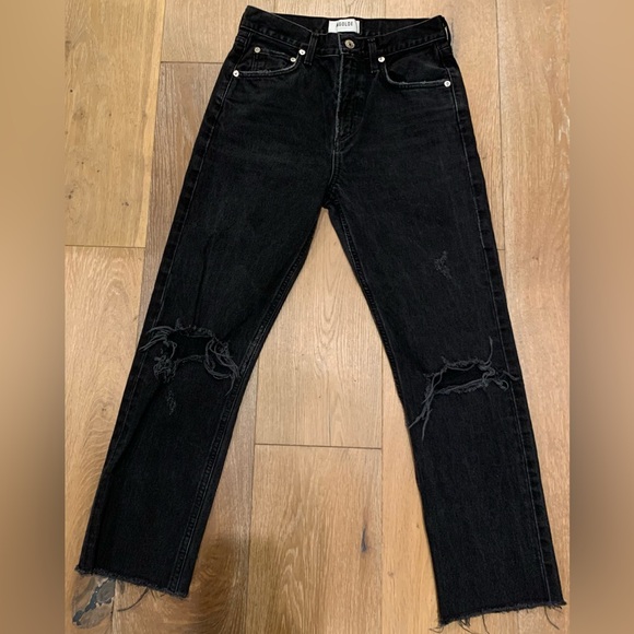 AGOLDE Cherie High Rise Straight Jeans Very Dark Grey Size 25 - Picture 3 of 8